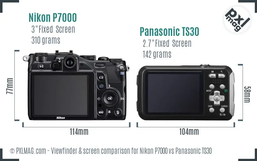 Nikon P7000 vs Panasonic TS30 Screen and Viewfinder comparison