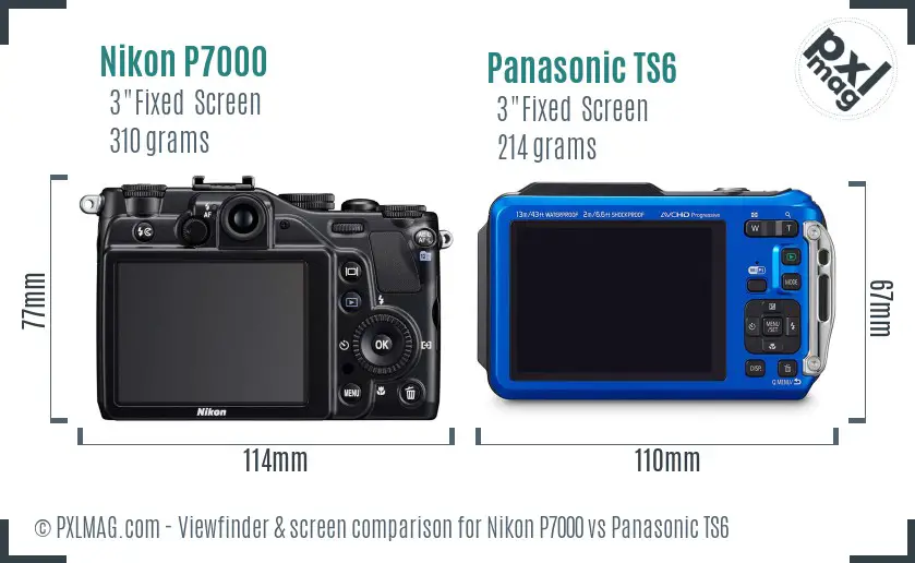 Nikon P7000 vs Panasonic TS6 Screen and Viewfinder comparison Nikon P7000 vs Panasonic TS6 Screen and Viewfinder comparison