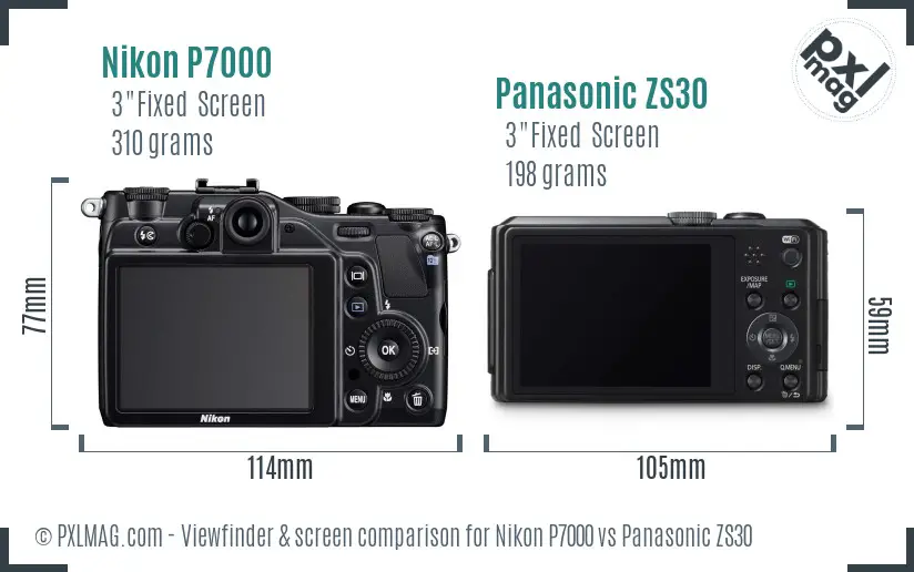 Nikon P7000 vs Panasonic ZS30 Screen and Viewfinder comparison Nikon P7000 vs Panasonic ZS30 Screen and Viewfinder comparison