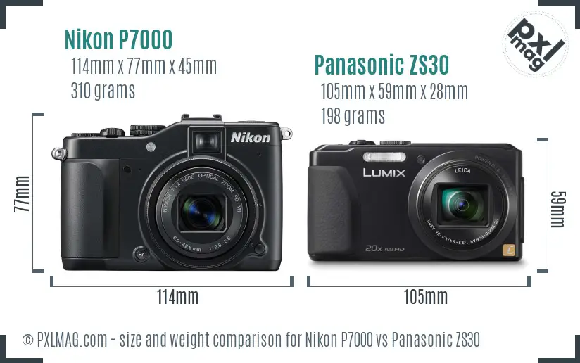 Nikon P7000 vs Panasonic ZS30 size comparison Nikon P7000 vs Panasonic ZS30 size comparison