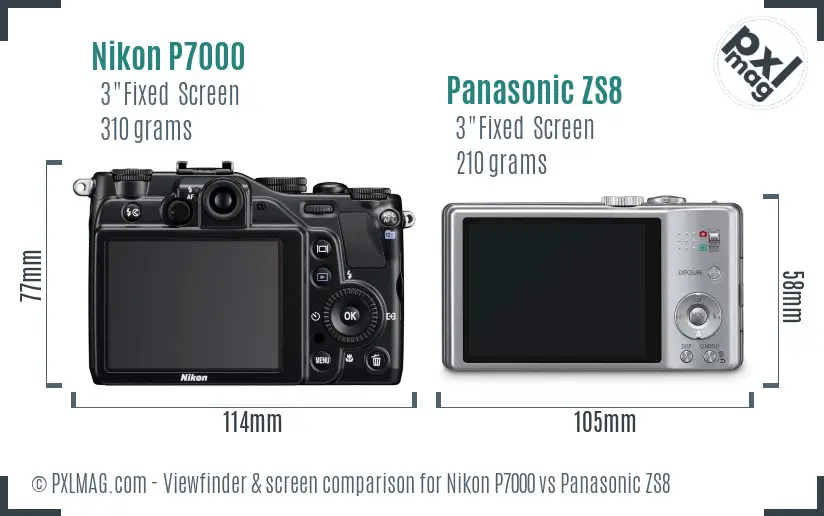 Nikon P7000 vs Panasonic ZS8 Screen and Viewfinder comparison Nikon P7000 vs Panasonic ZS8 Screen and Viewfinder comparison