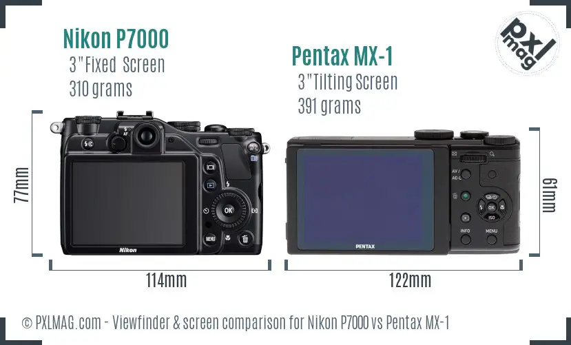 Nikon P7000 vs Pentax MX-1 Screen and Viewfinder comparison