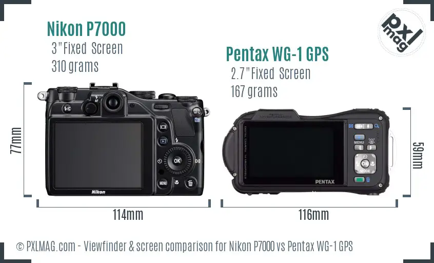 Nikon P7000 vs Pentax WG-1 GPS Screen and Viewfinder comparison