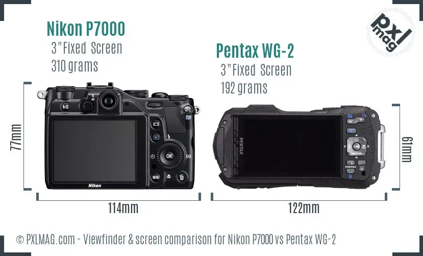 Nikon P7000 vs Pentax WG-2 Screen and Viewfinder comparison