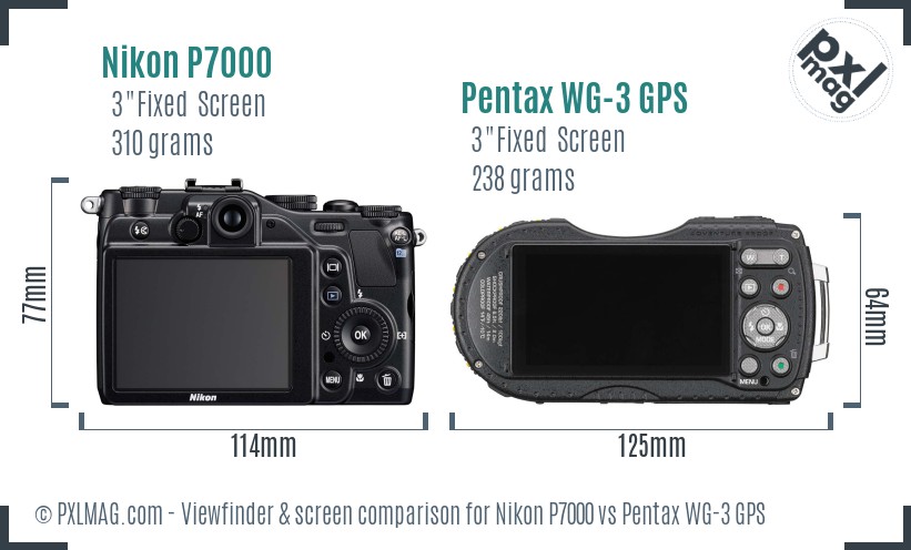 Nikon P7000 vs Pentax WG-3 GPS Screen and Viewfinder comparison