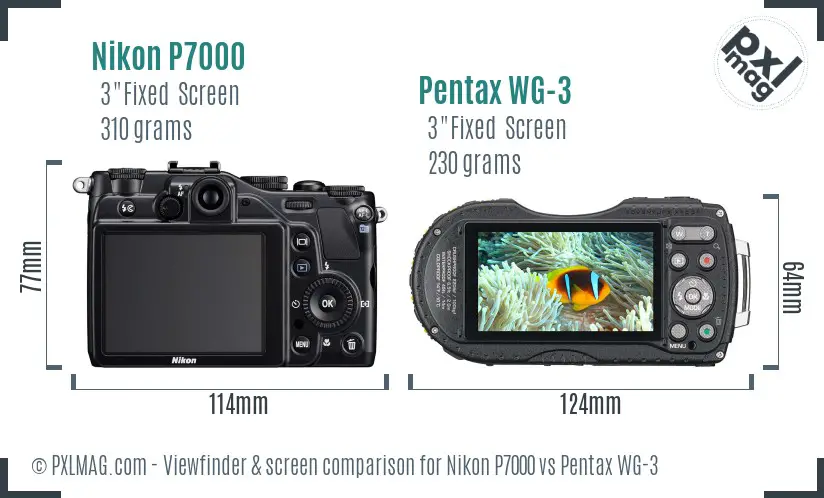 Nikon P7000 vs Pentax WG-3 Screen and Viewfinder comparison