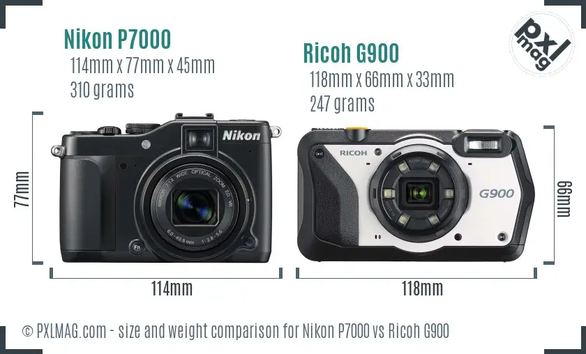 Nikon P7000 vs Ricoh G900 size comparison Nikon P7000 vs Ricoh G900 size comparison