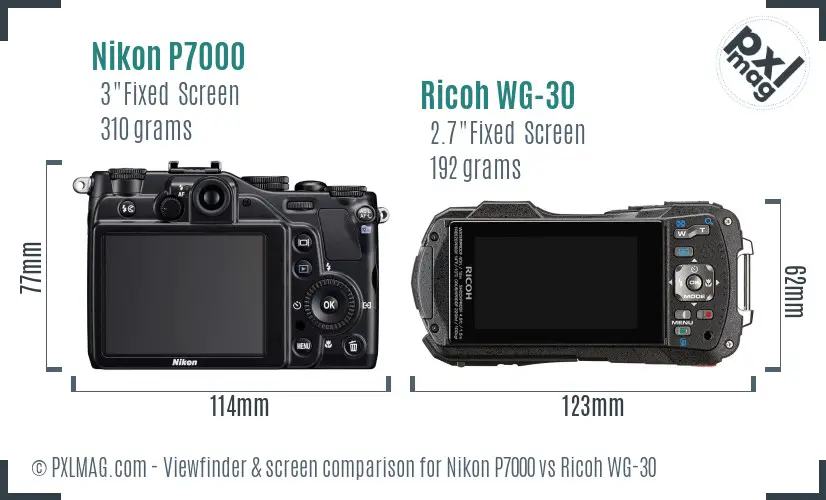 Nikon P7000 vs Ricoh WG-30 Screen and Viewfinder comparison