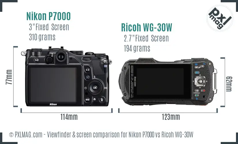 Nikon P7000 vs Ricoh WG-30W Screen and Viewfinder comparison Nikon P7000 vs Ricoh WG-30W Screen and Viewfinder comparison
