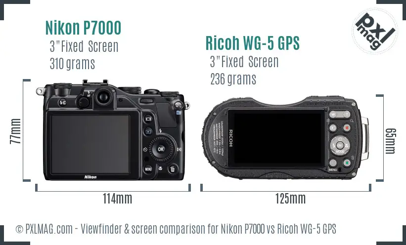 Nikon P7000 vs Ricoh WG-5 GPS Screen and Viewfinder comparison