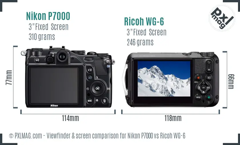 Nikon P7000 vs Ricoh WG-6 Screen and Viewfinder comparison