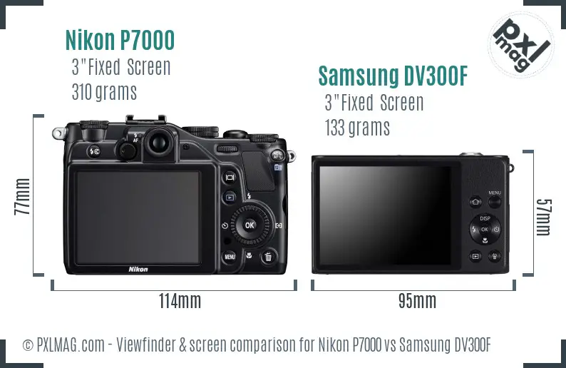 Nikon P7000 vs Samsung DV300F Screen and Viewfinder comparison