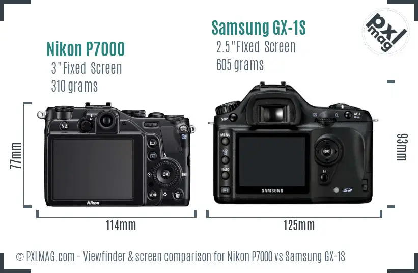 Nikon P7000 vs Samsung GX-1S Screen and Viewfinder comparison