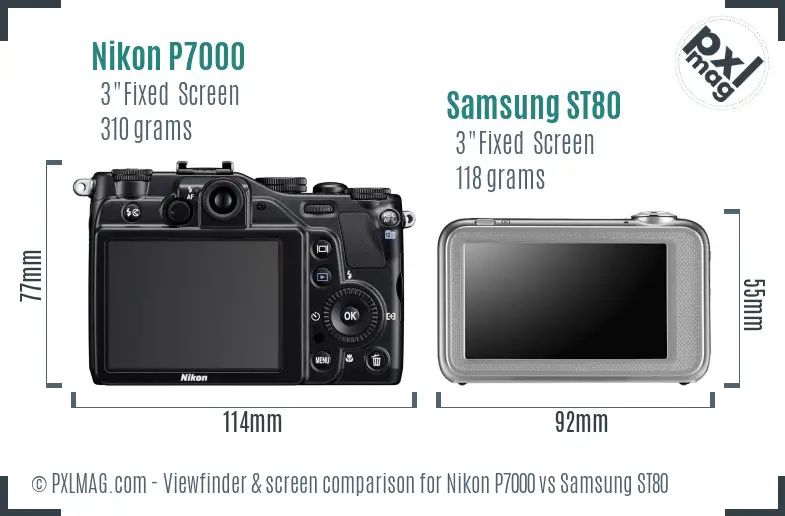 Nikon P7000 vs Samsung ST80 Screen and Viewfinder comparison