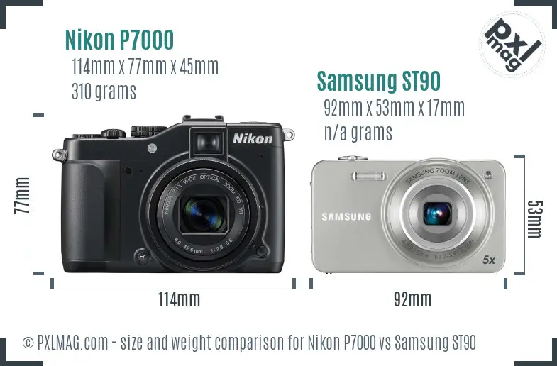 Nikon P7000 vs Samsung ST90 size comparison