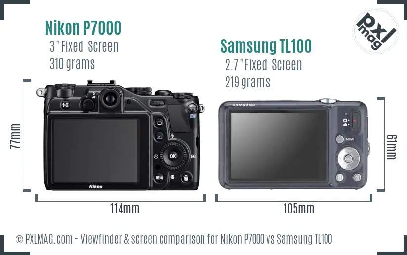 Nikon P7000 vs Samsung TL100 Screen and Viewfinder comparison