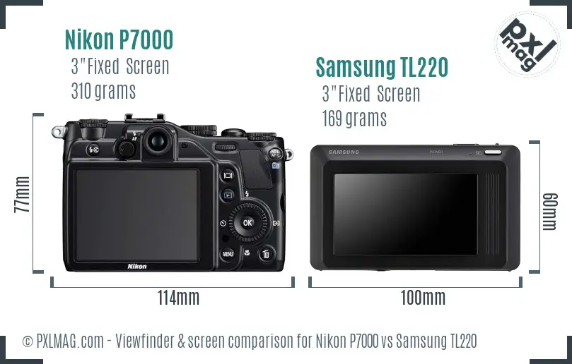 Nikon P7000 vs Samsung TL220 Screen and Viewfinder comparison