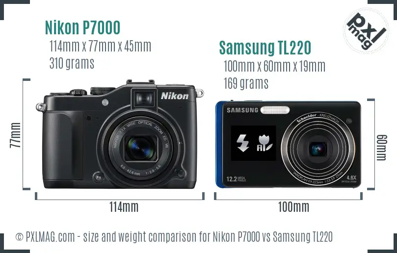 Nikon P7000 vs Samsung TL220 size comparison