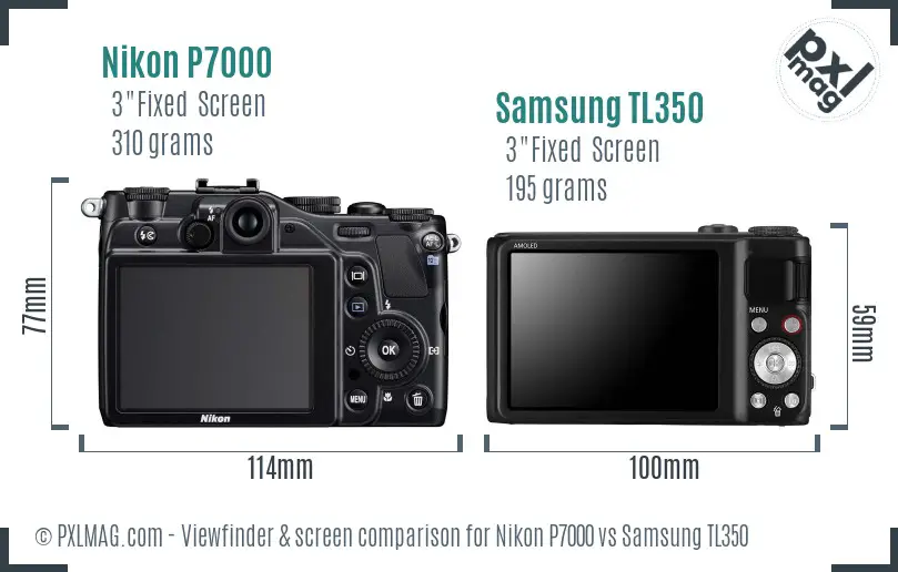 Nikon P7000 vs Samsung TL350 Screen and Viewfinder comparison