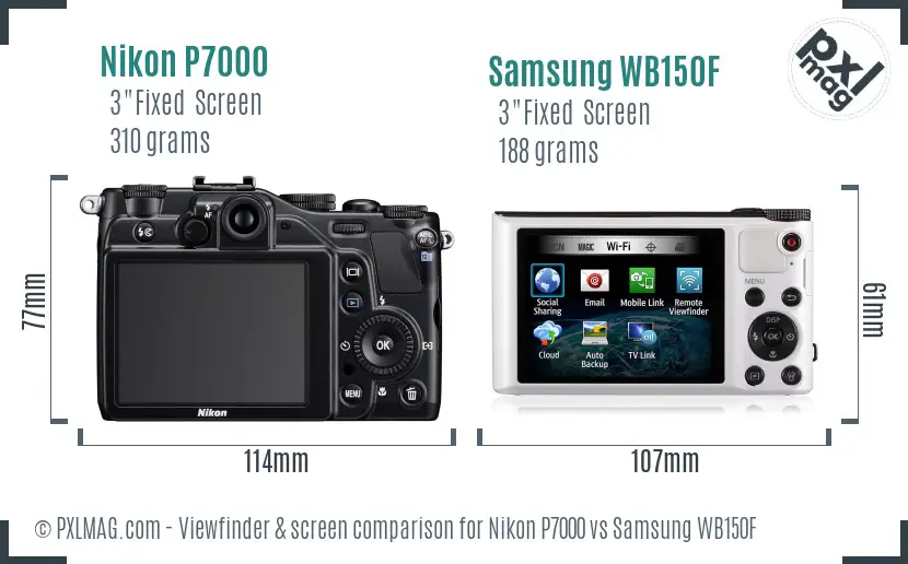 Nikon P7000 vs Samsung WB150F Screen and Viewfinder comparison Nikon P7000 vs Samsung WB150F Screen and Viewfinder comparison