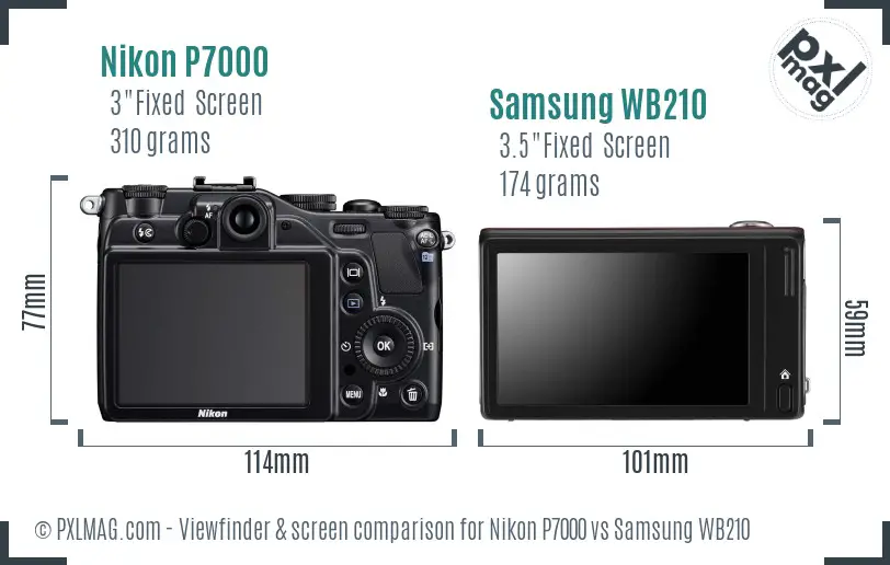 Nikon P7000 vs Samsung WB210 Screen and Viewfinder comparison Nikon P7000 vs Samsung WB210 Screen and Viewfinder comparison