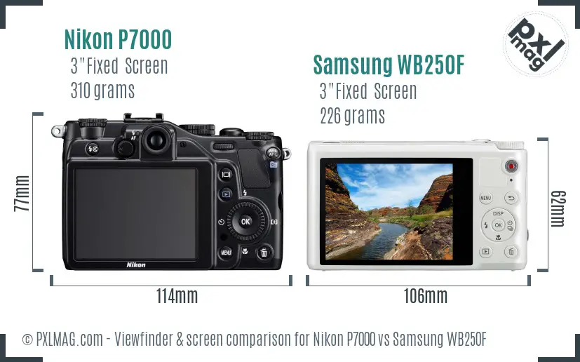 Nikon P7000 vs Samsung WB250F Screen and Viewfinder comparison Nikon P7000 vs Samsung WB250F Screen and Viewfinder comparison
