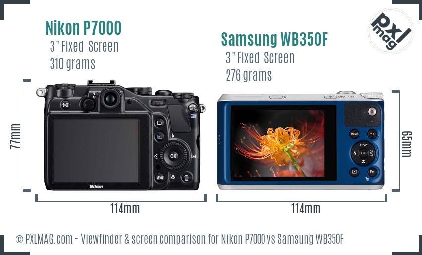 Nikon P7000 vs Samsung WB350F Screen and Viewfinder comparison
