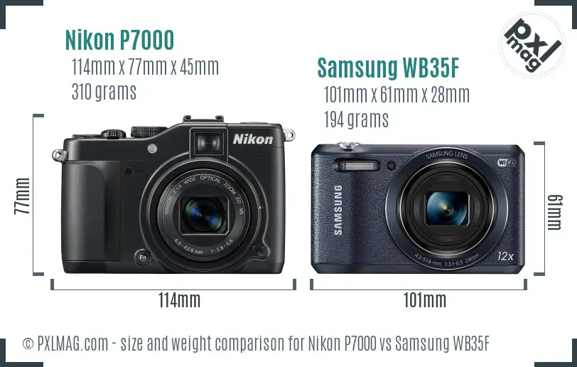 Nikon P7000 vs Samsung WB35F size comparison Nikon P7000 vs Samsung WB35F size comparison