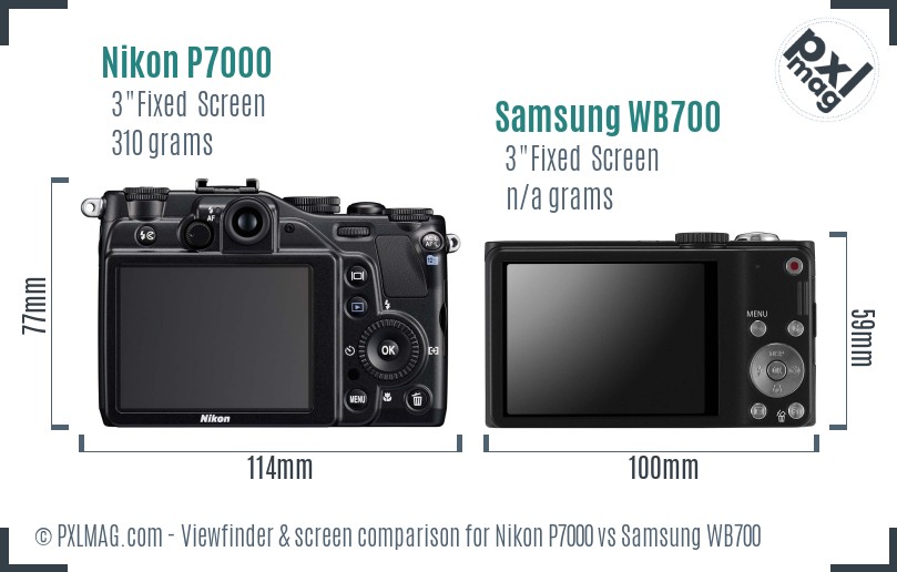 Nikon P7000 vs Samsung WB700 Screen and Viewfinder comparison