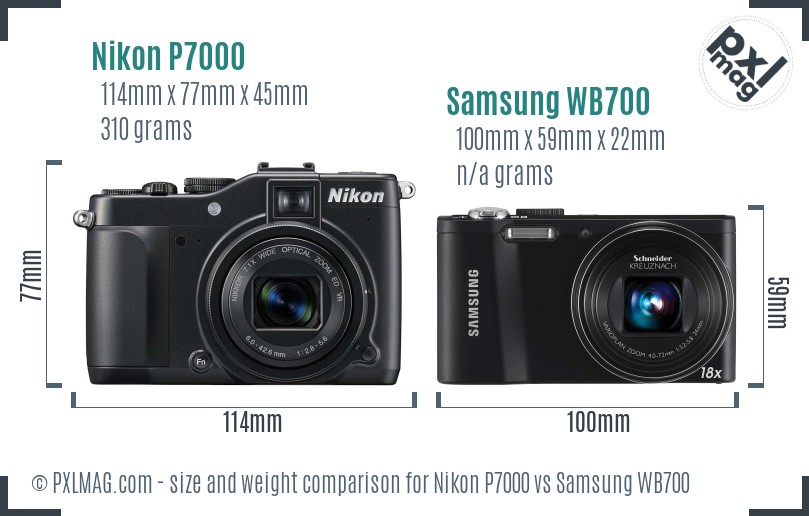 Nikon P7000 vs Samsung WB700 size comparison Nikon P7000 vs Samsung WB700 size comparison