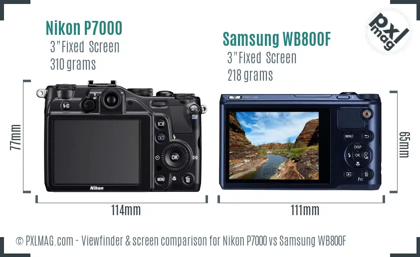 Nikon P7000 vs Samsung WB800F Screen and Viewfinder comparison