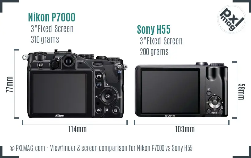 Nikon P7000 vs Sony H55 Screen and Viewfinder comparison