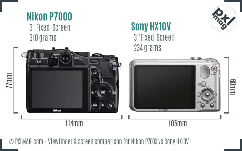 Nikon P7000 vs Sony HX10V Screen and Viewfinder comparison