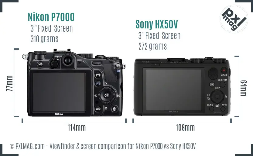Nikon P7000 vs Sony HX50V Screen and Viewfinder comparison