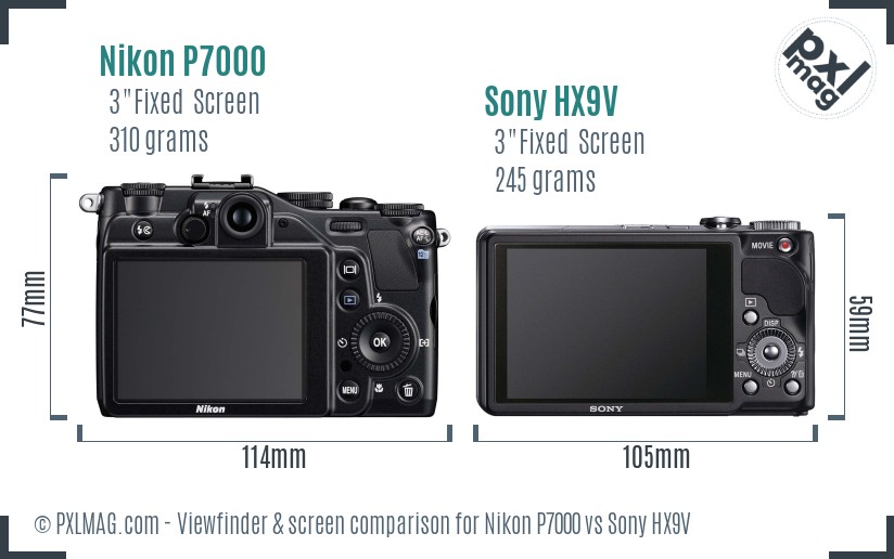 Nikon P7000 vs Sony HX9V Screen and Viewfinder comparison