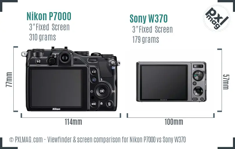 Nikon P7000 vs Sony W370 Screen and Viewfinder comparison