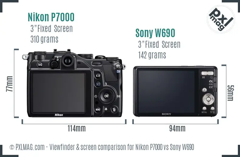 Nikon P7000 vs Sony W690 Screen and Viewfinder comparison