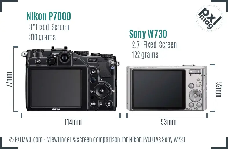 Nikon P7000 vs Sony W730 Screen and Viewfinder comparison