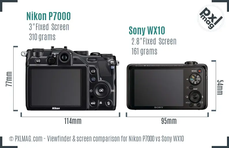 Nikon P7000 vs Sony WX10 Screen and Viewfinder comparison