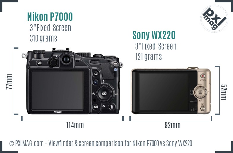 Nikon P7000 vs Sony WX220 Screen and Viewfinder comparison
