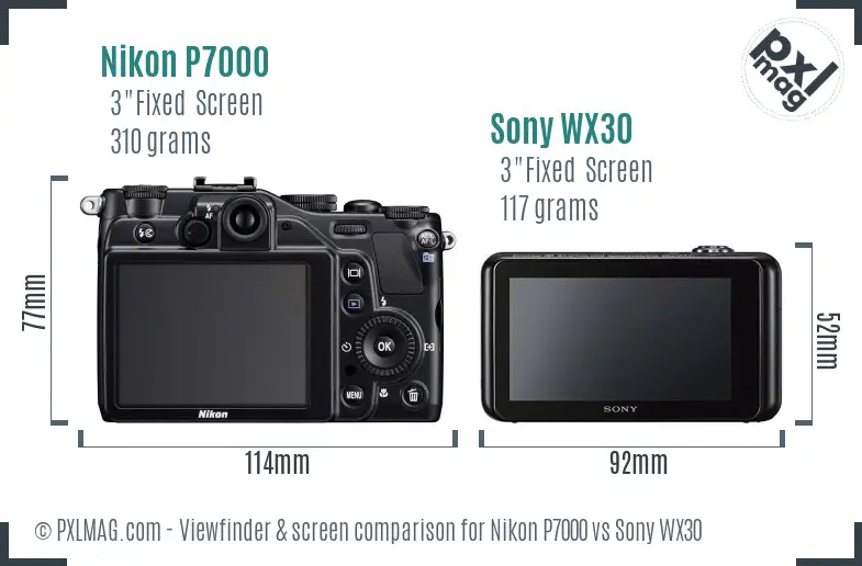 Nikon P7000 vs Sony WX30 Screen and Viewfinder comparison