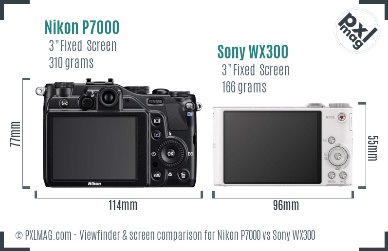 Nikon P7000 vs Sony WX300 Screen and Viewfinder comparison