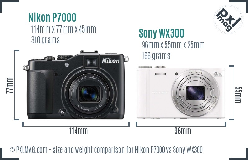 Nikon P7000 vs Sony WX300 size comparison Nikon P7000 vs Sony WX300 size comparison