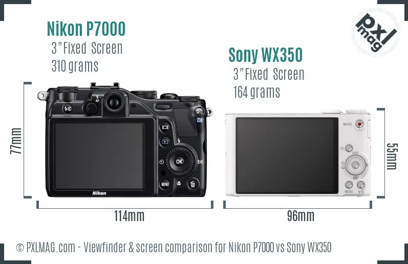 Nikon P7000 vs Sony WX350 Screen and Viewfinder comparison Nikon P7000 vs Sony WX350 Screen and Viewfinder comparison
