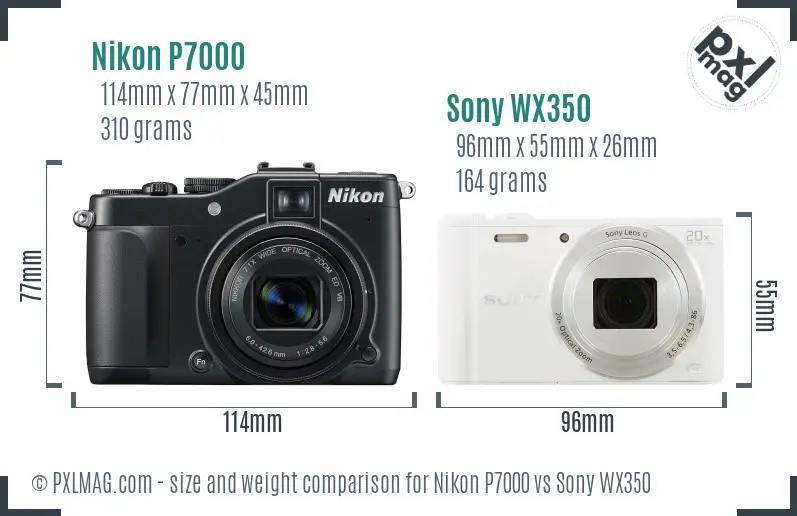 Nikon P7000 vs Sony WX350 size comparison Nikon P7000 vs Sony WX350 size comparison