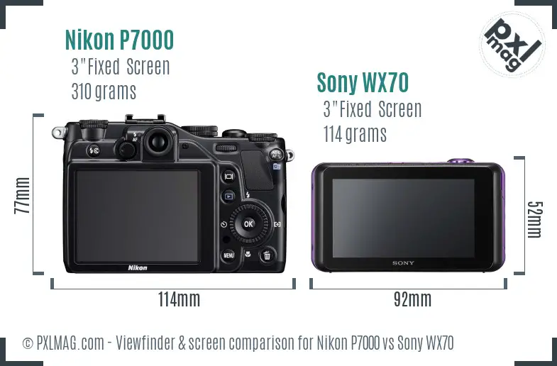 Nikon P7000 vs Sony WX70 Screen and Viewfinder comparison