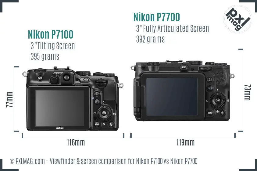 Nikon P7100 vs Nikon P7700 Screen and Viewfinder comparison