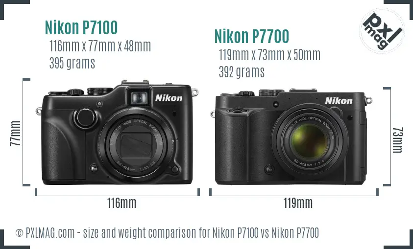 Nikon P7100 vs Nikon P7700 size comparison