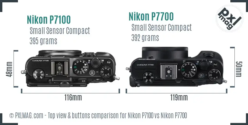 Nikon P7100 vs Nikon P7700 top view buttons comparison
