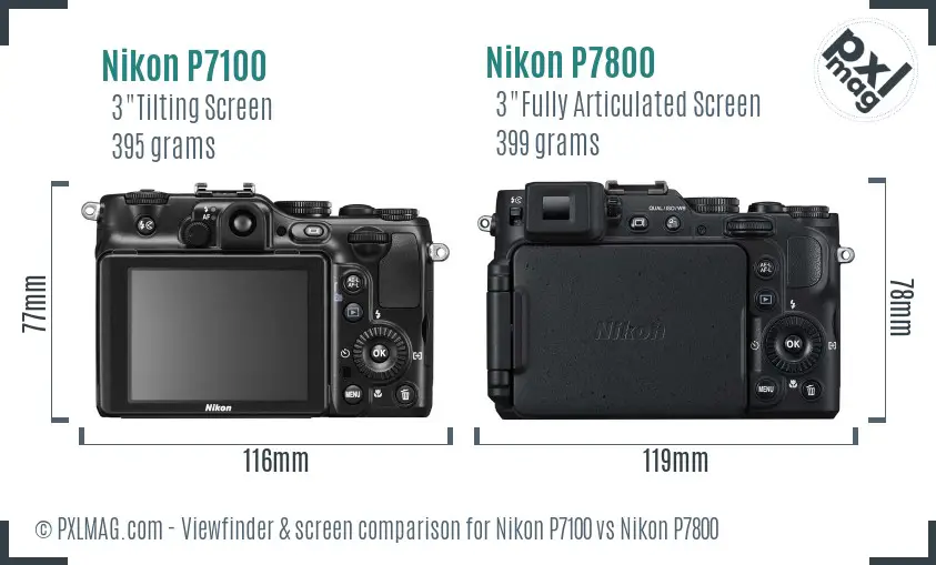 Nikon P7100 vs Nikon P7800 Screen and Viewfinder comparison